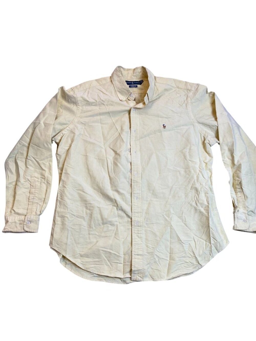 Polo Ralph Lauren Oxford Shirt Men XL Yellow Classic Fit Long Sleeve Button Down
